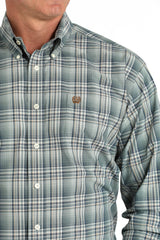 Cinch Men's Plaid Button-Down Western Shirt - Green - (MTW1105813)