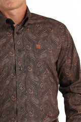 Cinch Men's Paisley Print Button-Down Western Shirt - Brown - (MTW1105819)