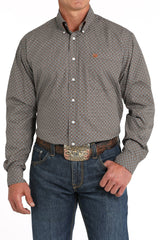 Cinch Men's Geometric Print Button-Down Western Shirt - Brown - (MTW1105823) Brown