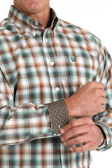 Cinch Men's Plaid Print Button-Down Western Shirt - White - (MTW1105824)