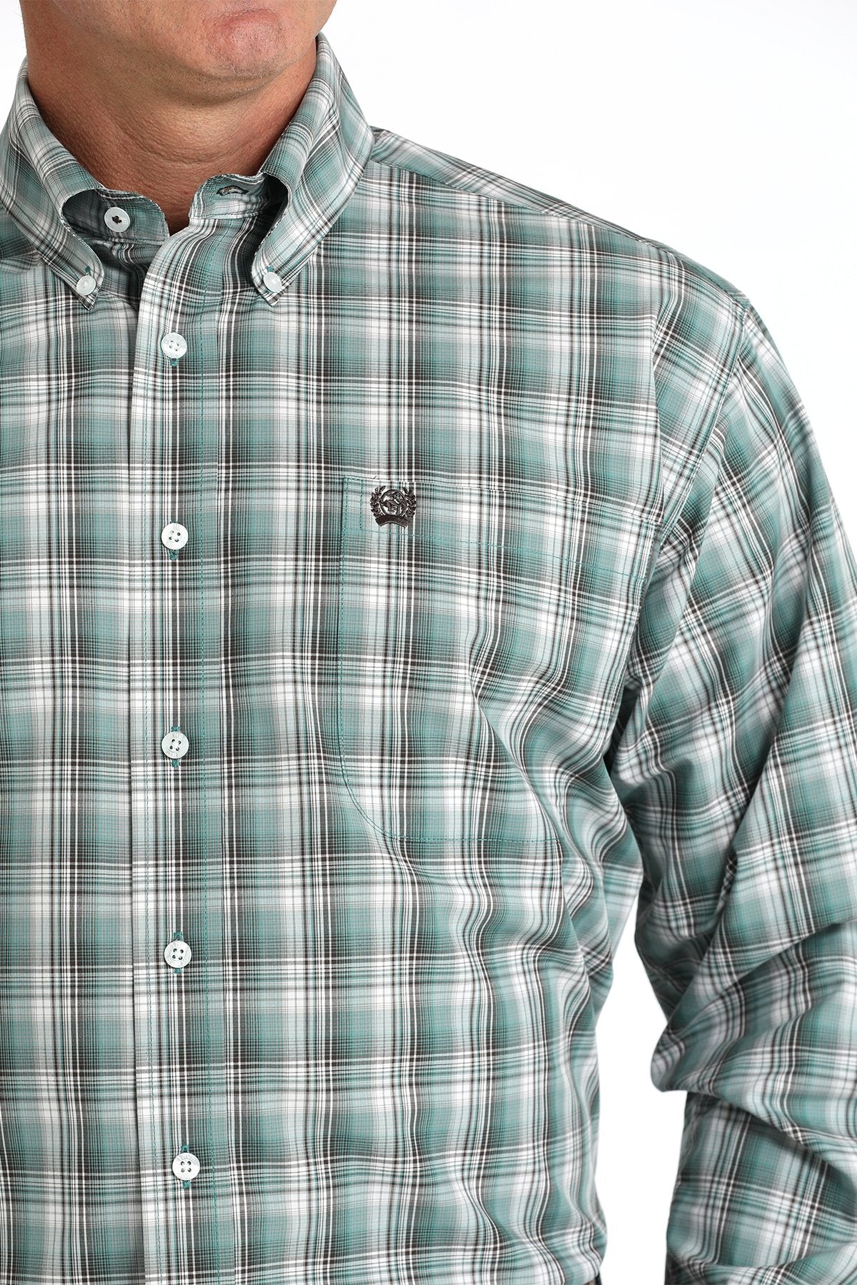 Cinch Men's Plaid Print Button-Down Western Shirt - Green - (MTW1105828)