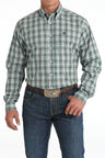 Cinch Men's Plaid Print Button-Down Western Shirt - Green - (MTW1105828) Green