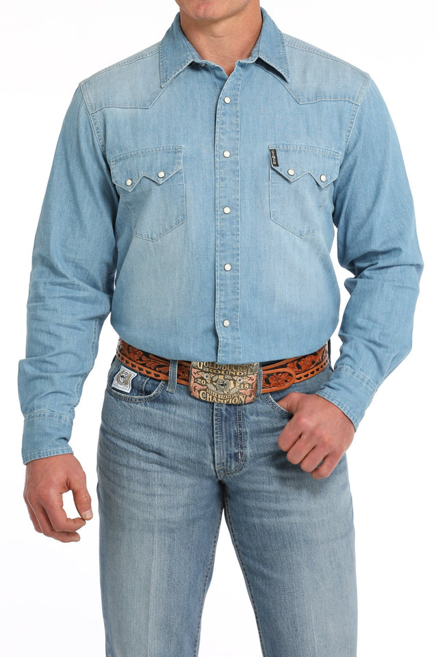 Cinch Men's Modern Fit Denim Snap Front Western Shirt - Indigo - (MTW1301081) Denim