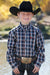 Cinch Boy's Match Dad Plaid Button-Down Western Shirt - Navy Navy