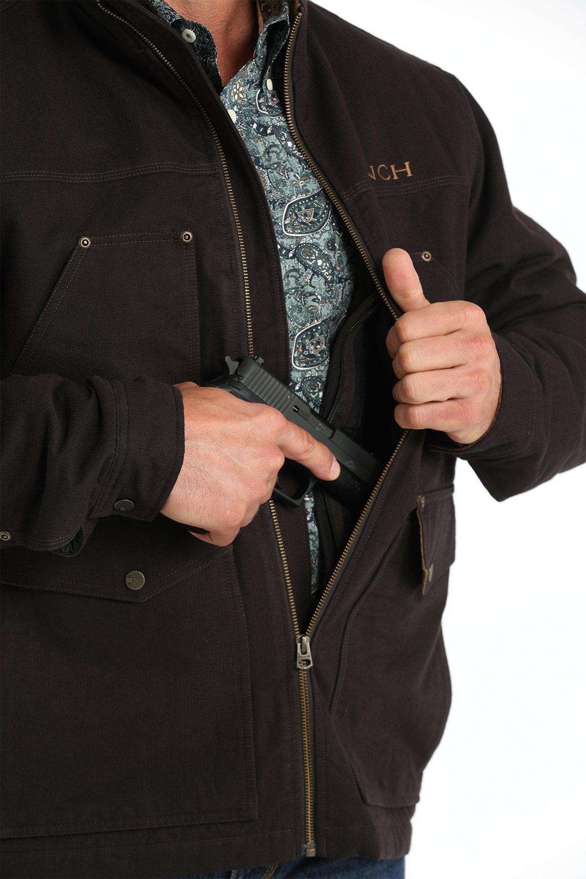 Cinch Men's Concealed Carry Canvas Jacket - Brown - (MWJ1068004)