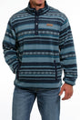 Cinch Men's Print Polar Fleece Pullover - Green Striped Green