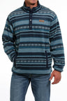 Cinch Men's Print Polar Fleece Pullover - Green Striped Green