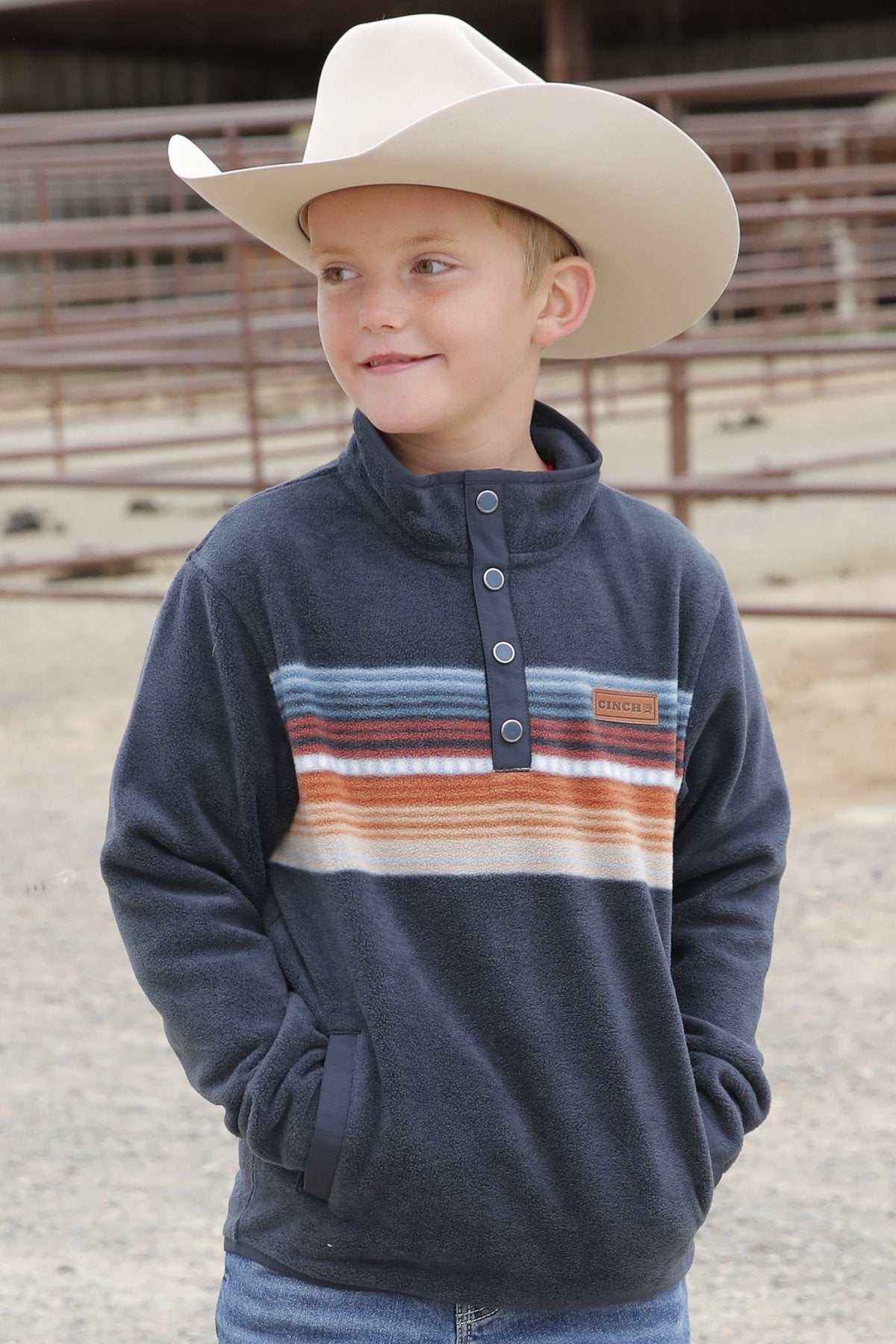 Cinch Boy's Fleece Pullover (Match Dad) - Navy - (MWK5150001) Navy