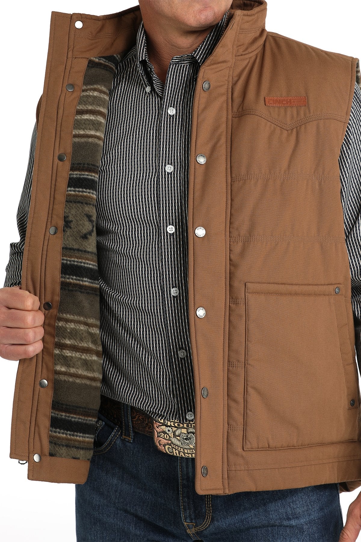 Cinch Men's Wax Coated Quilted Vest - Brown - (MWV1902002)