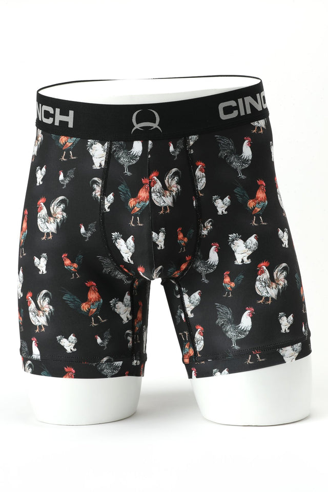 Cinch Men's 6in Rooster Boxer Brief - Black - (MXY6002032) Black / S / 6IN