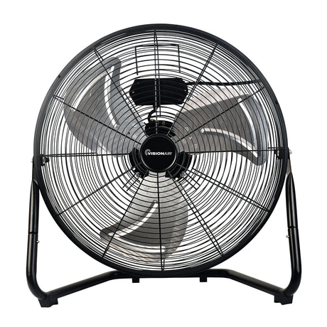 Vision Air 20-inch High Velocity Floor Fan with Aluminum Oil Bearing Motor - Black / Black