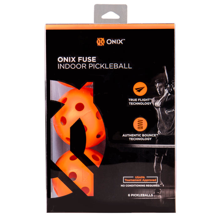 Onix Sports Fuse Indoor Pickleballs 6-pack Orange