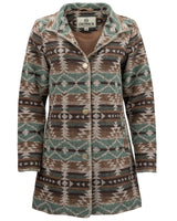 Outback Trading Co. Women's Moree Jacket - Light Brown & Teal Aztec Print Light Brown