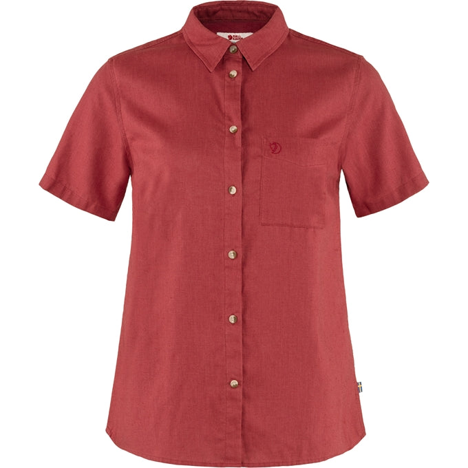 Fjallraven Women's Ovik Travel Shirt Short Sleeve Raspberry red