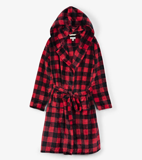 Little Blue House Adult Buffalo Plaid Fleece Robe Buffalo Plaid