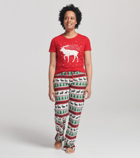 Little Blue House Women's Elk Fair Isle Jersey Pajama Pants