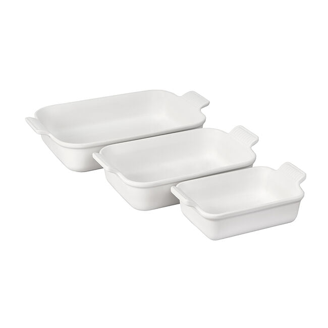 Le Creuset Heritage 3-piece Rectangular Baking Dish Set White