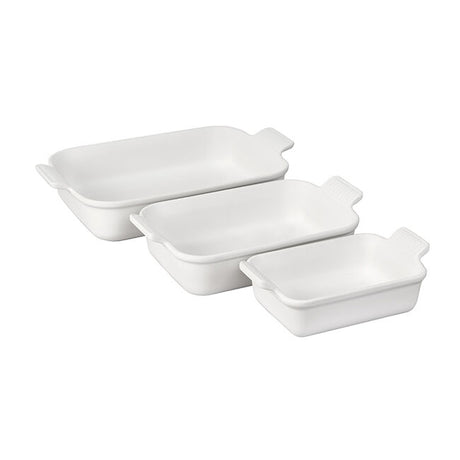 Le Creuset Heritage 3-piece Rectangular Baking Dish Set White