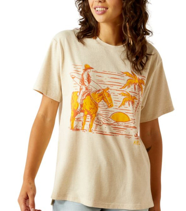 10058716 Wms Western Surfer T-shirt - Oatmeal Heather Oatmeal heather