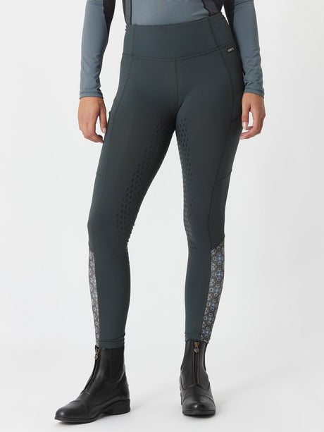 Kerrits Equestrian Apparel Thermo Tech Full Leg Tight - Print Spruce / Spruce Bit of Frost