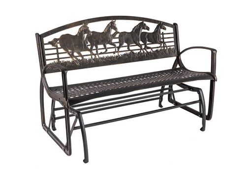 Painted Sky Designs Glider Bench Cast Iron Running Horse