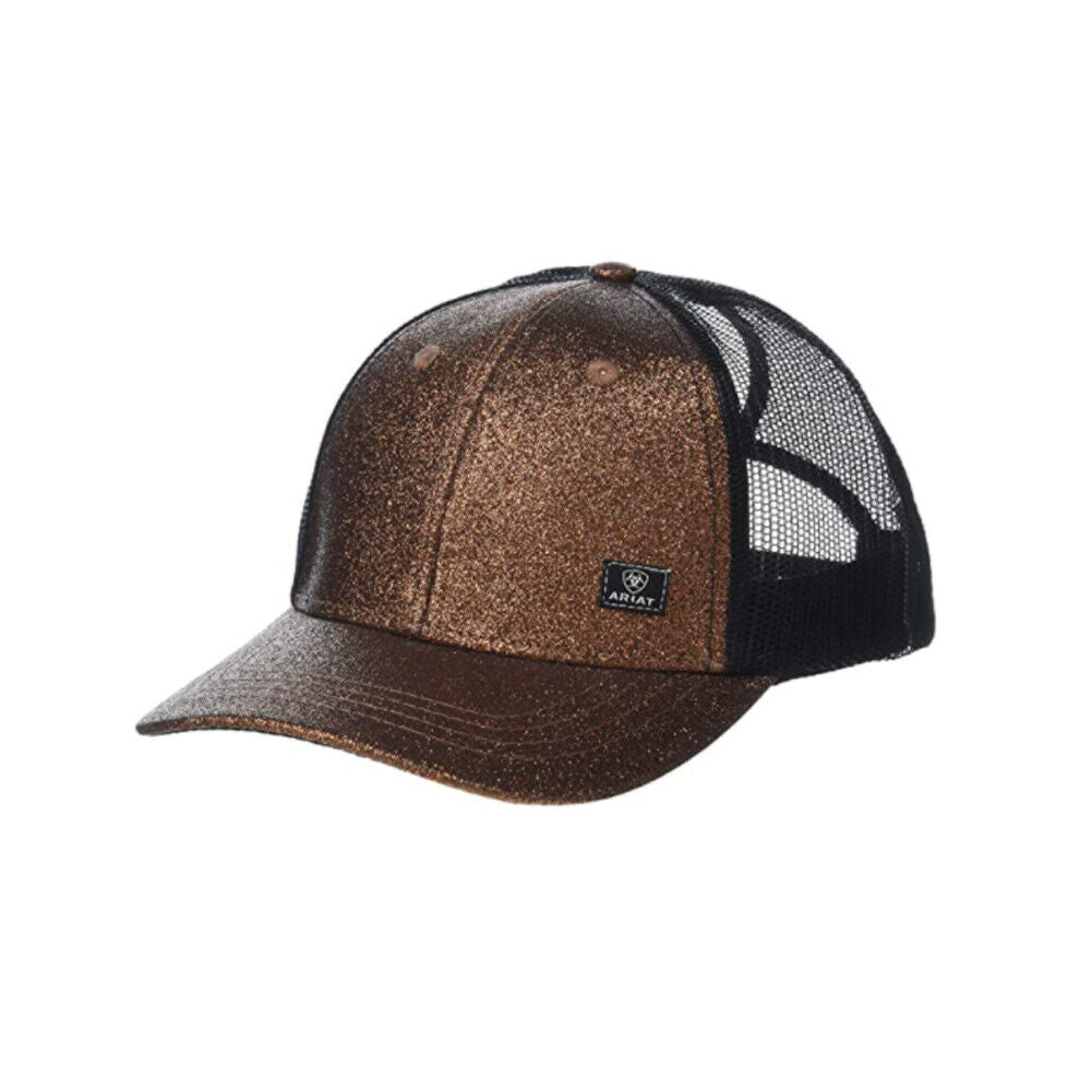 Ariat Womens Glitter High Ponytail Mesh Snapback Hat - Copper Copper Glitter