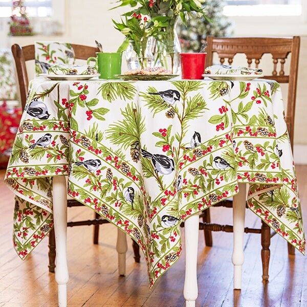 April Cornell Chickadee Breakfast Cloth Ecru