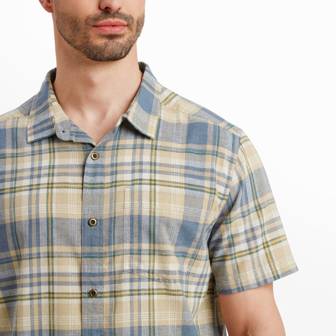 Sherpa Adventure Gear Men's Hosh Plaid Short-Sleeve Shirt - Bardiya Sand Bardiya Sand