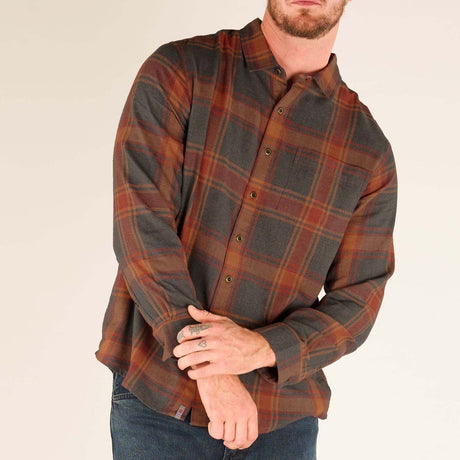 Sherpa Adventure Gear Men's Batsa Eco Long-Sleeve Shirt - Clay Red Plaid Clay Red Plaid