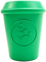 SodaPup Coffee Cup eDispener Durable Rubber Chew Toy and Treat Dispenser - Green - Large Green