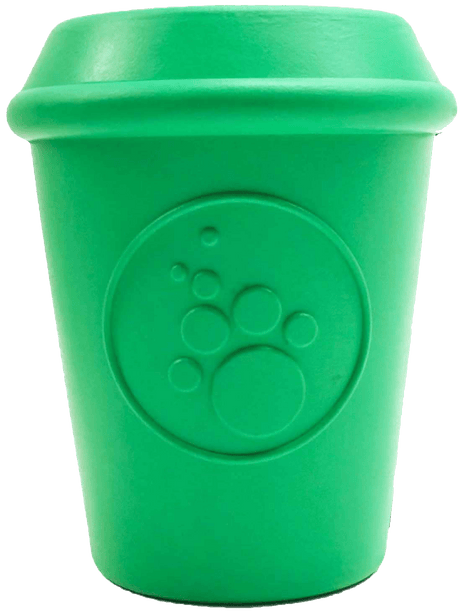 SodaPup Coffee Cup eDispener Durable Rubber Chew Toy and Treat Dispenser - Green - Large Green