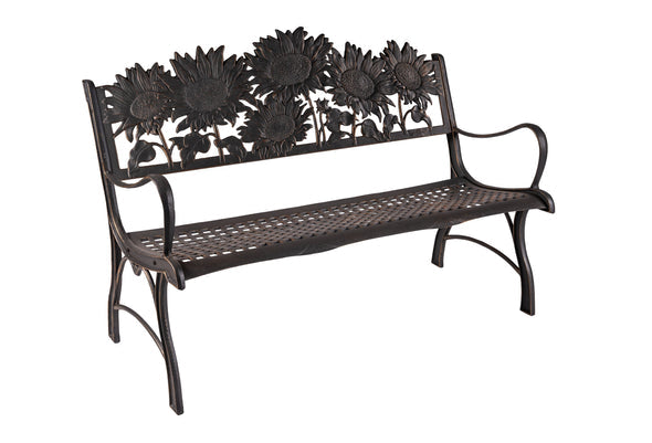 Painted Sky Designs Garden Bench Cast Iron Sunflower