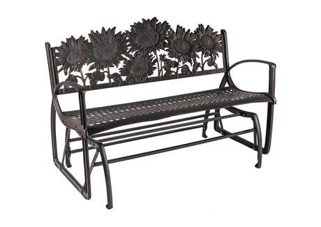 Painted Sky Designs Glider Bench Cast Iron Sunflower