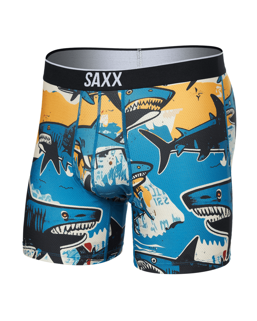 Saxx Men's Volt Breathable Mesh Boxer Brief Shark Street/Blue