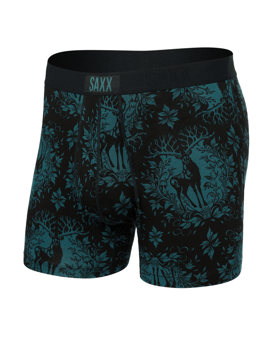 Saxx Men's Ultra Super Soft Boxer Brief Fly Deer Damask/Black