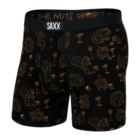 Saxx Men's Ultra Super Soft Boxer Brief Fly Protect the Nuts - Black