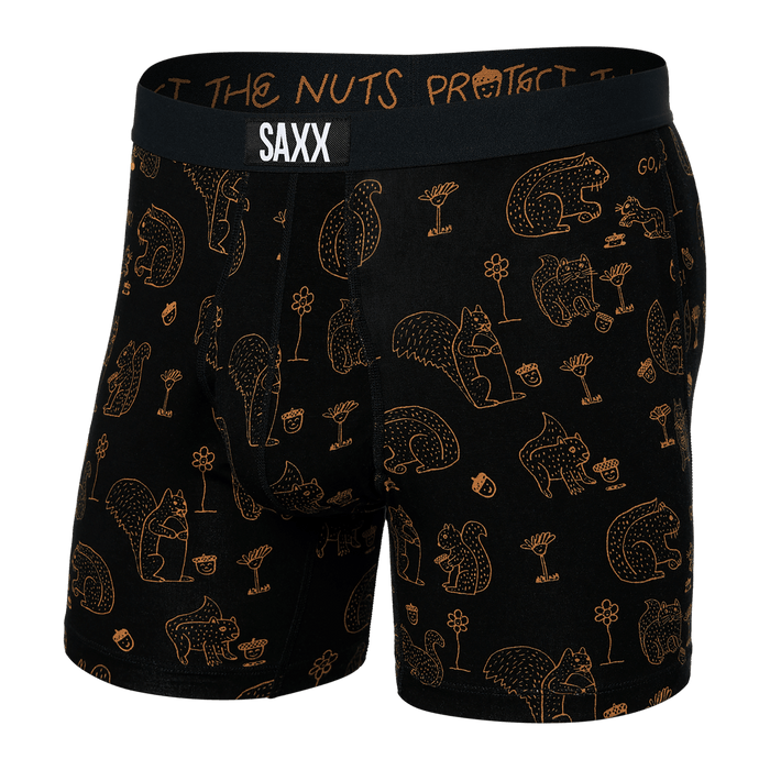 Saxx Men's Ultra Super Soft Boxer Brief Fly Protect the Nuts - Black