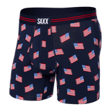 Saxx Men's Ultra Super Soft Boxer Brief Fly Stars and Stripes - Navy