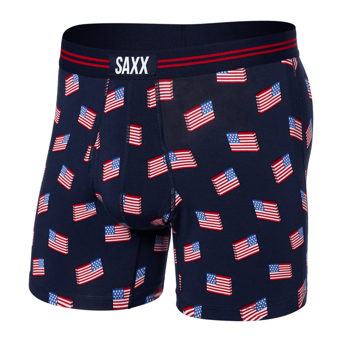 Saxx Men's Ultra Super Soft Boxer Brief Fly Stars and Stripes - Navy
