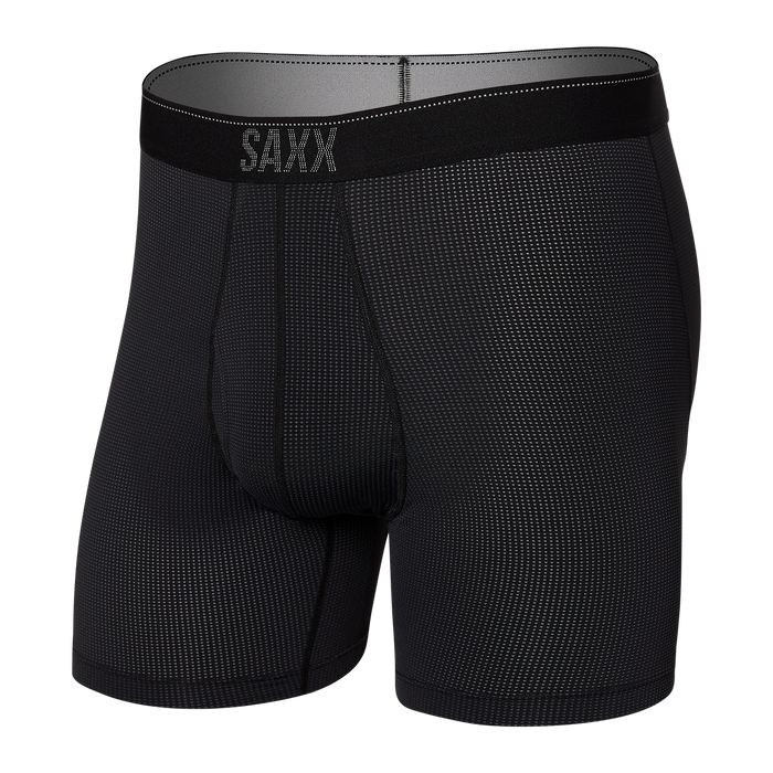 Saxx Men's Quest Quick Dry Mesh Boxer Brief Fly Black II