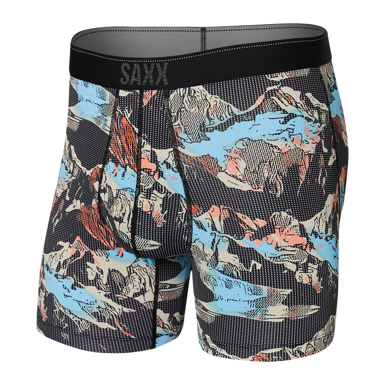 Saxx Quest Quick Dry Mesh Boxer Brief Black mountainscape