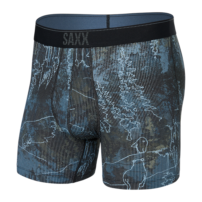 Saxx Men's Quest Quick Dry Mesh Boxer Brief Fly Smokey Mountains - Multi