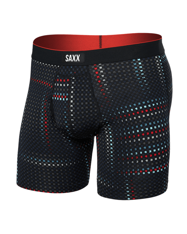 Saxx Men's Multi-Sport Mesh Boxer Brief Fly Optic Grid/Black