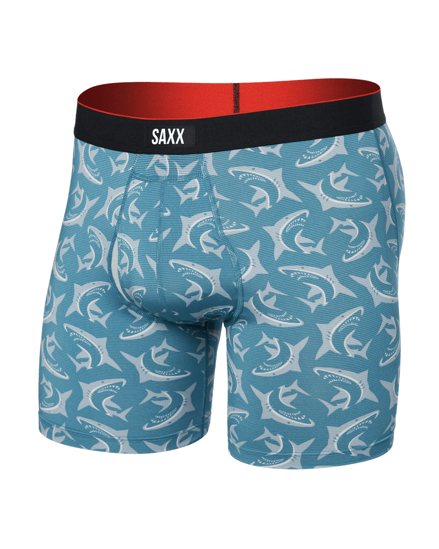 Saxx Men's Multi-Sport Mesh Boxer Brief Fly Swimpressive/Hydro Blue