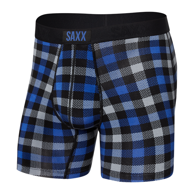 Saxx Vibe Super Soft Boxer Brief Blue flannel check