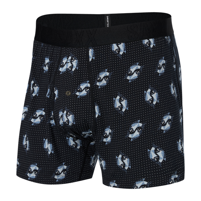 Saxx Men's Droptemp Cooling Sleep Loose Boxer Fly Angler Wrangler - Black