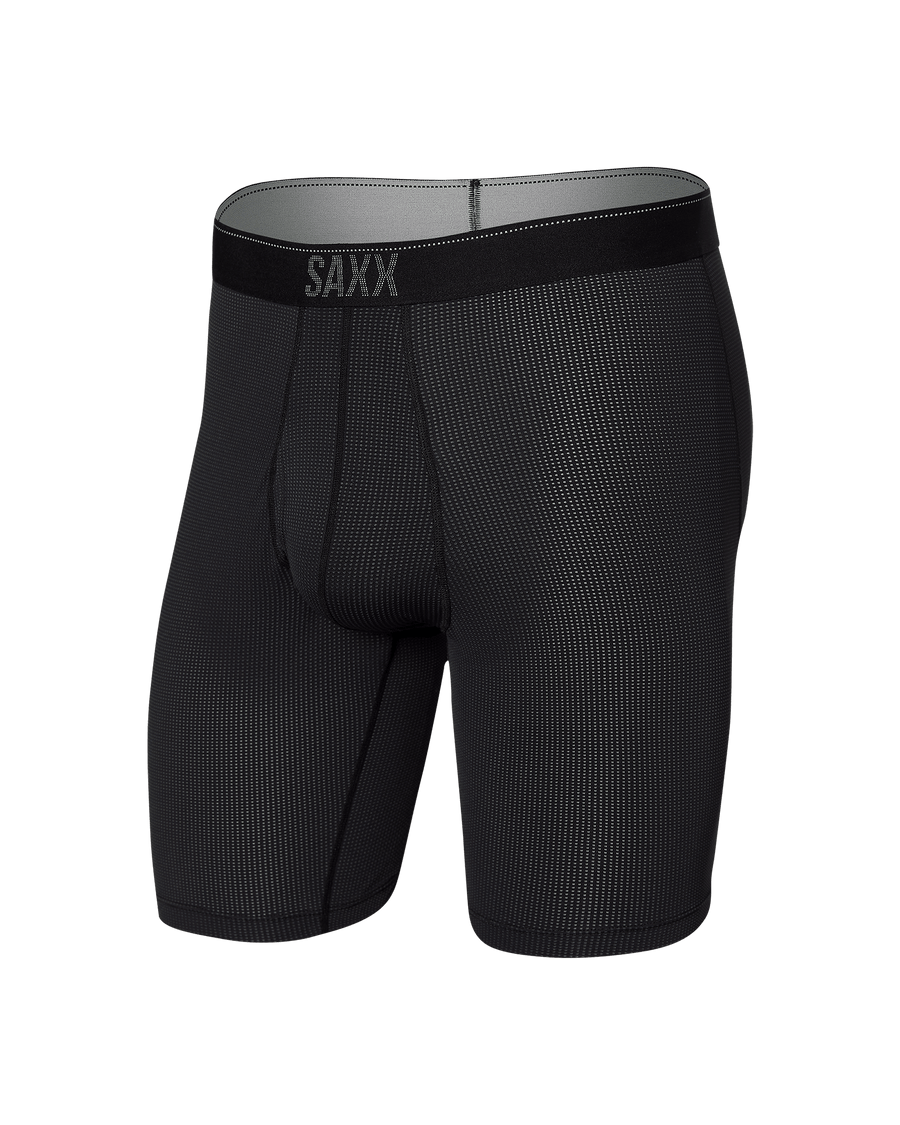 Saxx Men's Quest Quick-Dry Mesh Long Leg Boxer Brief Fly Black II