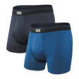 Saxx Men's Sport Mesh Boxer Brief Fly 2 Pack Navy/City Blue