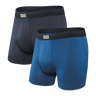 Saxx Men's Sport Mesh Boxer Brief Fly 2 Pack Navy/City Blue