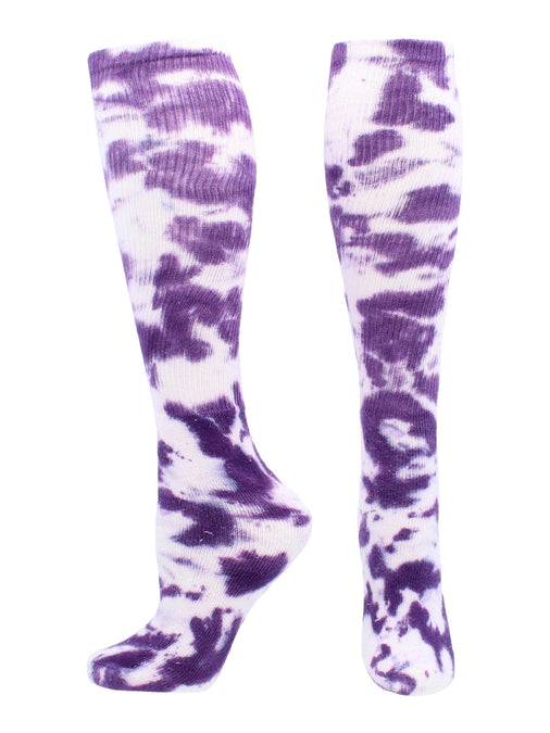 TCK Socks Tie Dye Multisport Tube Socks Soccer Softball Purple/white